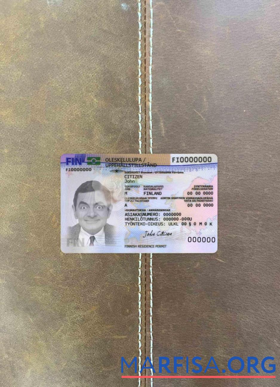 Downloadable Finland residence permit version 2 photolook FRONT real example